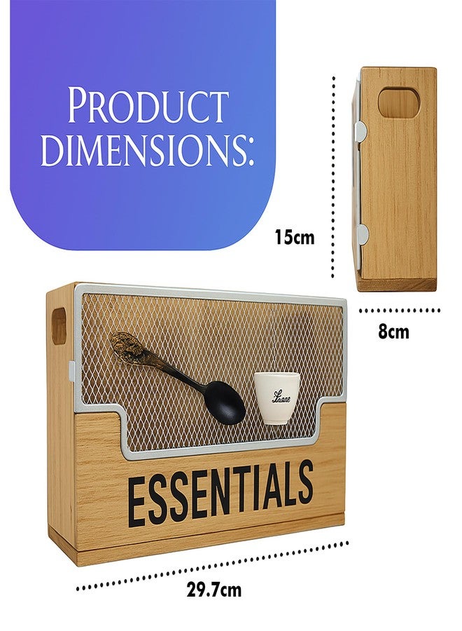 Zentora Extra Large Kitchen Utensil Organizer with 4 Compartments, Wooden Utensil Holder for Countertop, Rustic Kitchen Utensil Holder for Silverware & Cooking - Image 5